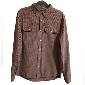 Michael Kors Men's Red, Navy & White Plaid button down Collared Shirt Sz.L